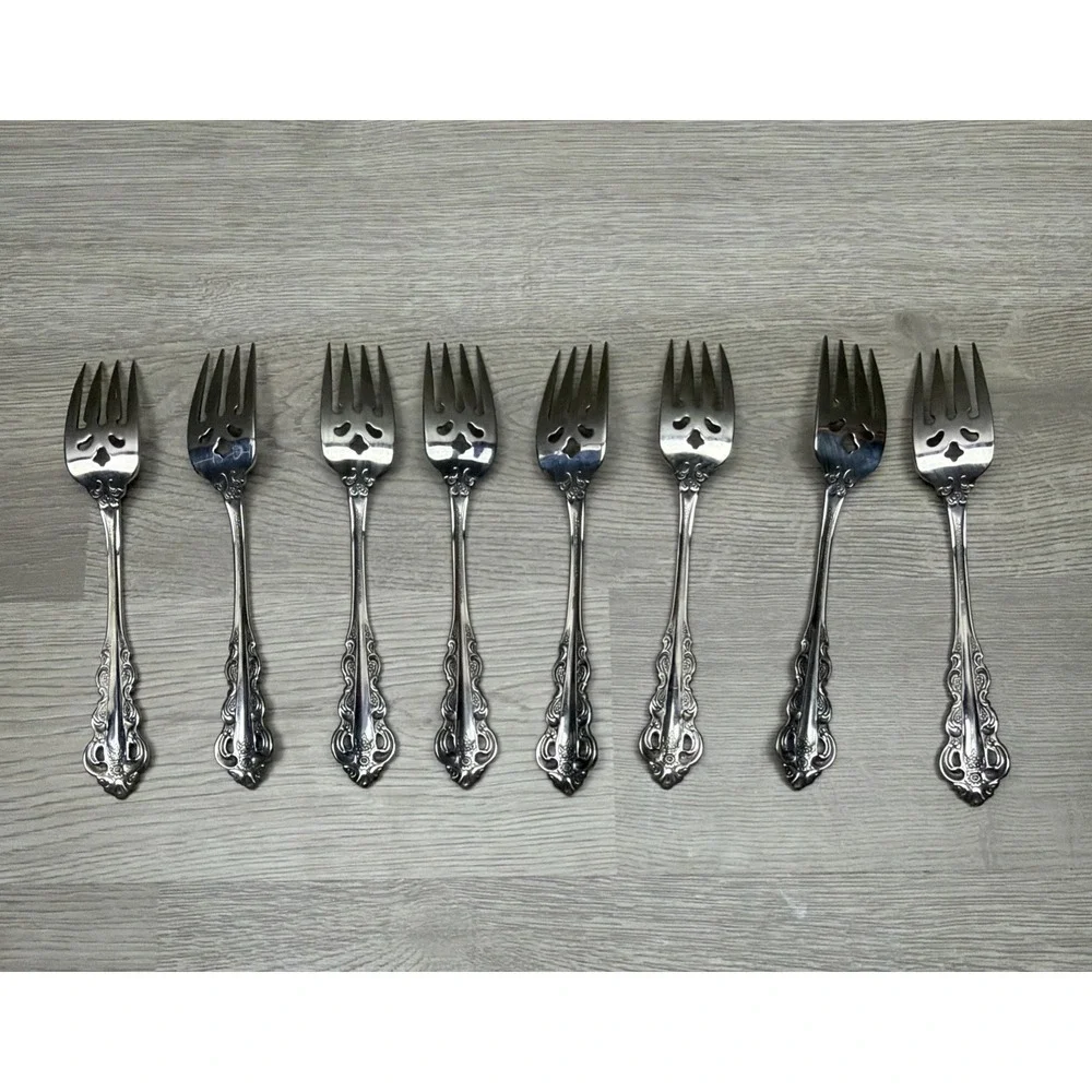 Oneida Renoir-Pembrooke Stainless Steel Salad Fork Set Of 8 - Made In USA